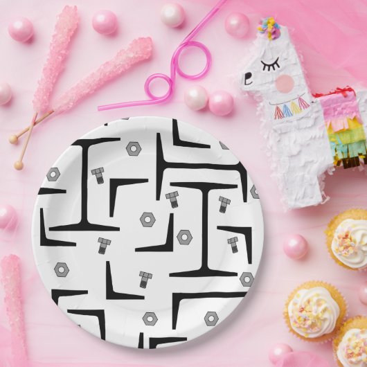 Structureel stalen patroon papieren bordje (Feest)