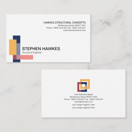 Structurele bouwsteenkolommentechniek visitekaartje (Voorkant / Achterkant)