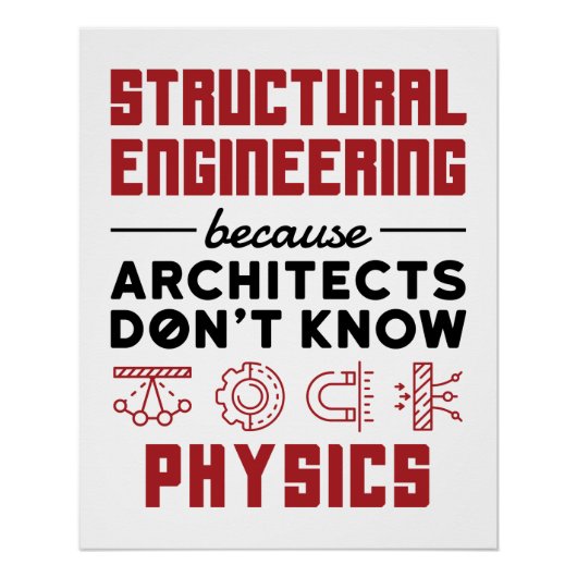 Structurele engineering sarcastische natuurkunde z perfect poster (Voorkant)