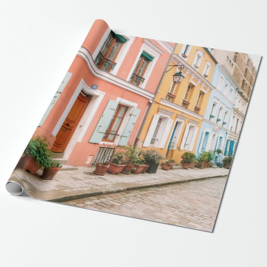 STRUCTURELE FOTOGRAFIE VAN MULTICOLORED GEBOUW CADEAUPAPIER (Uitgerold)
