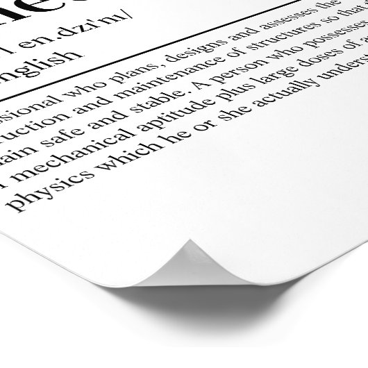 Structurele ingenieurs Definitie Funny Engineering Poster (Hoek)