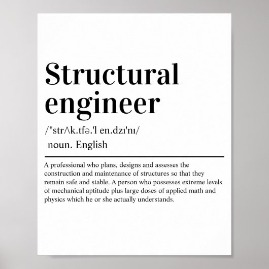 Structurele ingenieurs Definitie Funny Engineering Poster (Voorkant)