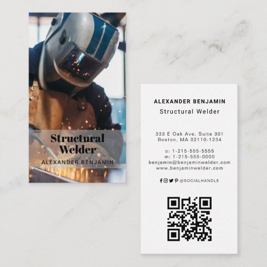 Structurele Lasser Foto QR Code Visitekaartje (Voorkant / Achterkant)