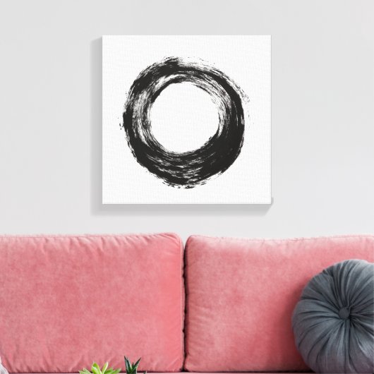 Structuur penseelcirkel canvas afdruk (Insitu (Woonkamer))