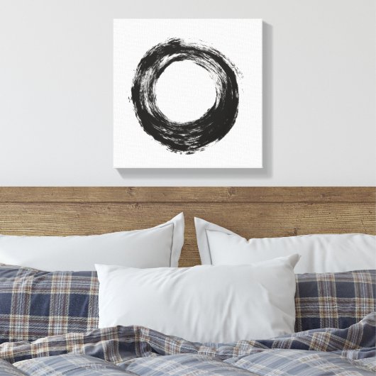 Structuur penseelcirkel canvas afdruk (Insitu (Slaapkamer))