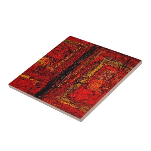 Structuur Rood Afrikaans Abstract Tegeltje (Zijkant)