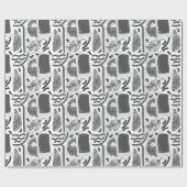 Structuur structuur van zwart-witte bladeren cadeaupapier (Vlak)