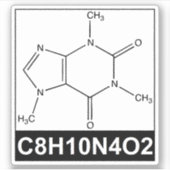 Structuur van Cafeïnemolecule - C8H10N4O2 Sticker (Voorkant)