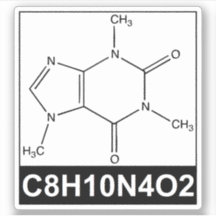 Structuur van Cafeïnemolecule - C8H10N4O2