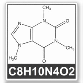 Structuur van Cafeïnemolecule - C8H10N4O2 Sticker