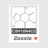 Structuur van cafeïnemolecuul - C8H10N4O2 Sticker (Vel)