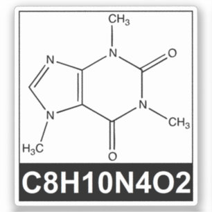Structuur van cafeïnemolecuul - C8H10N4O2 Sticker