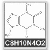 Structuur van Caffeïne Molecuul - C8H10N4O2 Sticker (Voorkant)