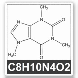 Structuur van Caffeïne Molecuul - C8H10N4O2 Sticker