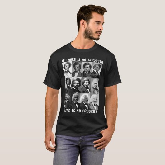 Struggle & Progress Life of Frederick Douglass Bla T-shirt (Voorkant volledig)
