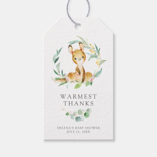 Struik Baby Kangaroo Baby shower Favor Labels Cadeaulabel (Voorkant)