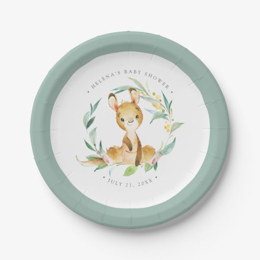 Struik Baby Kangaroo Baby shower Papier Bord (Voorkant)