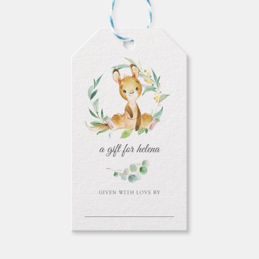 Struik Baby Kangaroo Display Douche Labels Cadeaulabel (Voorkant)