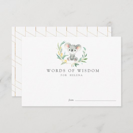 Struik Baby Koala Baby shower Advice Kaarten (Voorkant / Achterkant)
