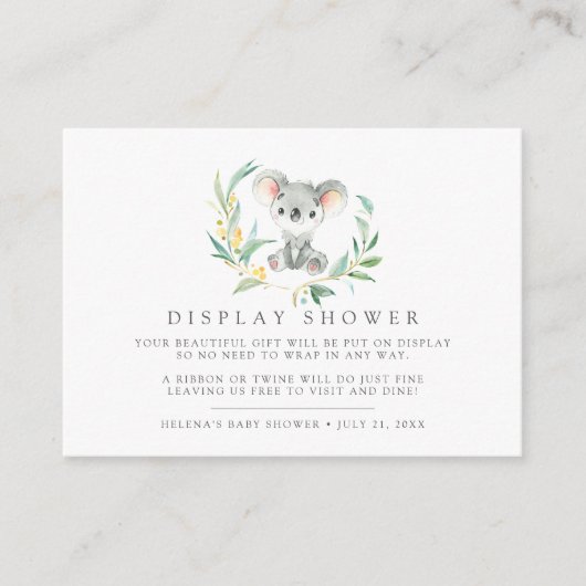 Struik Baby Koala Baby shower Cadeauweergave Informatiekaartje (Voorkant)