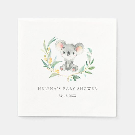 Struik Baby Koala Baby shower Napkins Servet (Voorkant)