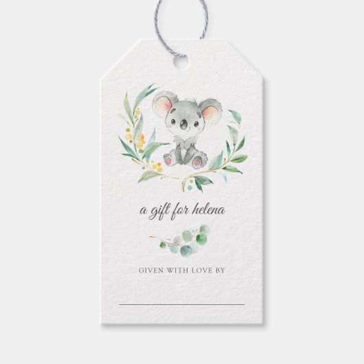 Struik Baby Koala Display Douche Labels Cadeaulabel (Voorkant)