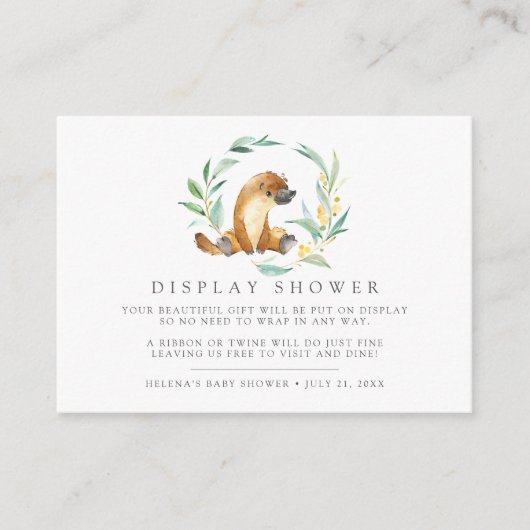 Struik Baby Platypus Baby shower Gift Display Informatiekaartje (Voorkant)