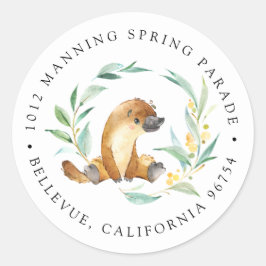 Struik Baby Platypus retouradres Ronde Sticker