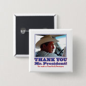 Struik-Dank-u-Amerikaans Vierkante Button 5,1 Cm (Voorkant /achterkant)