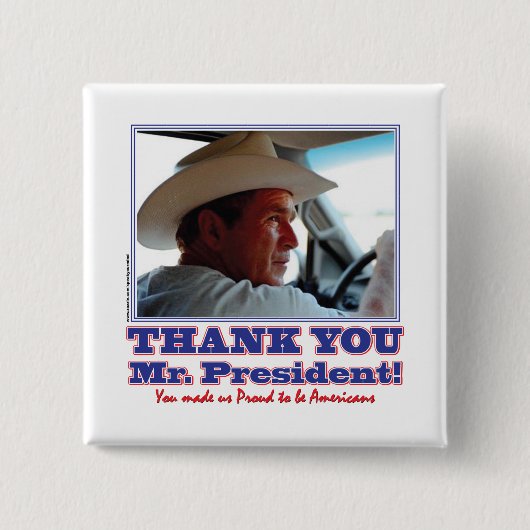 Struik-Dank-u-Amerikaans Vierkante Button 5,1 Cm (Voorkant)