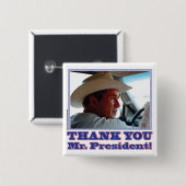 Struik-dank-u Vierkante Button 5,1 Cm (Voorkant /achterkant)