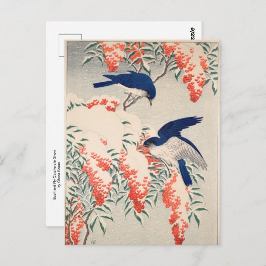Struik- en vliegenvangers op sneeuw door Ohara Kos Briefkaart (Voorkant / Achterkant)