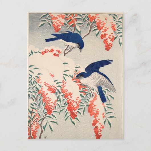 Struik- en vliegenvangers op sneeuw door Ohara Kos Briefkaart (Voorkant)