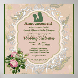 Struik Garden Green leaf & Lace Wedding Poster