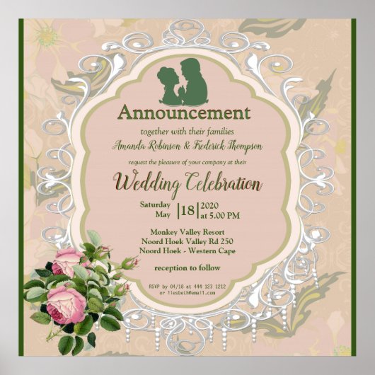 Struik Garden Green leaf & Lace Wedding Poster (Voorkant)