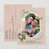 Struik Garden Green - Zacht roze rozen sparen de D Aankondigingskaart (Voorkant / Achterkant)