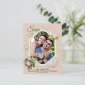 Struik Garden Green - Zacht roze rozen sparen de D Aankondigingskaart (Staand voorkant)