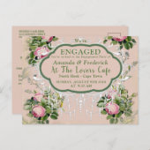 Struik Garden Green - Zacht roze rozen Verloving Uitnodiging Briefkaart (Voorkant / Achterkant)