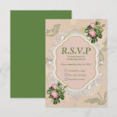 Struik Garden Green - zachte roze rozen RSVP Kaartje (Voorkant / Achterkant)