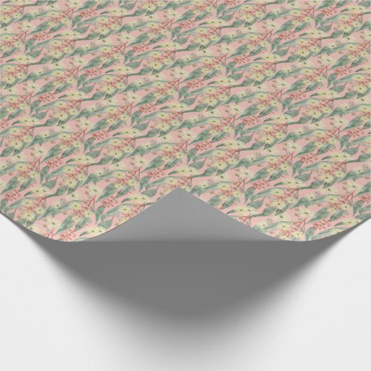 Struik Gom Bloemen -  Blush Roze Cadeaupapier (Hoek)