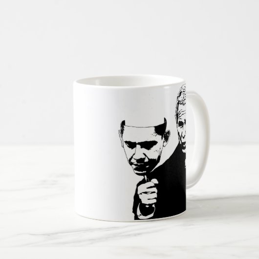 struik met obama-masker koffiemok (Voorkant rechts)