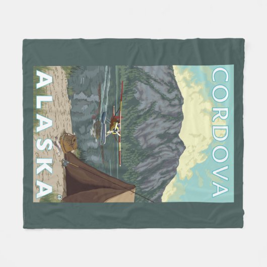Struik Plane & Vist - Cordova, Alaska Fleece Deken (Voorkant (Horizontaal))
