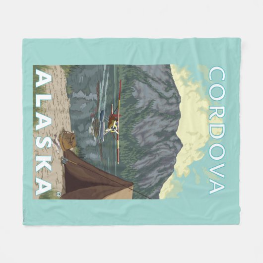 Struik Plane & Vist - Cordova, Alaska Fleece Deken (Voorkant (Horizontaal))