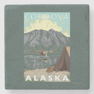 Struik Plane & Vist - Cordova, Alaska Stenen Onderzetter