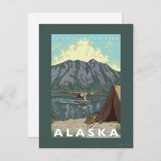 Struik Plane & Vist - Denali Nat'l Park, Briefkaart (Voorkant / Achterkant)