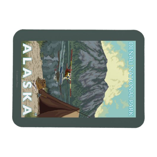 Struik Plane & Vist - Denali Nat'l Park, Magneet (Horizontaal)