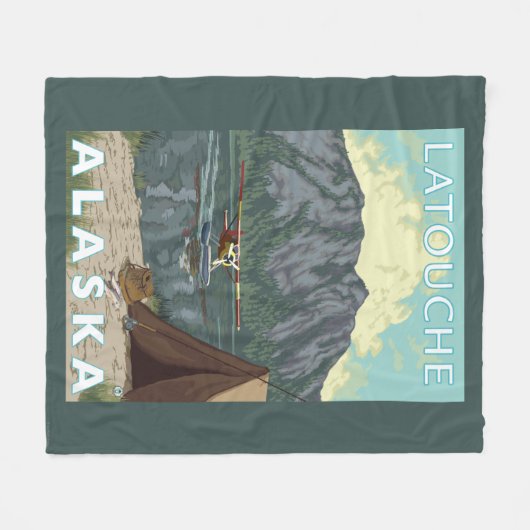Struik Plane & Vist - Latouche, Alaska Fleece Deken (Voorkant (Horizontaal))