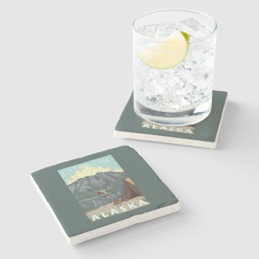 Struik Plane & Vist - Latouche, Alaska Stenen Onderzetter (Zijkant)