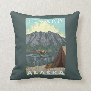 Struik Plane & Vist - Seward, Alaska Kussen