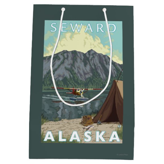 Struik Plane & Vist - Seward, Alaska Medium Cadeauzakje (Achterkant)